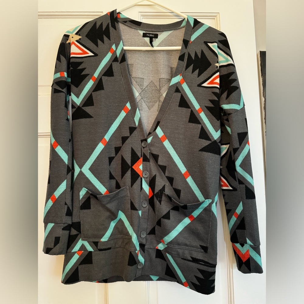 Tribal print cardigan sweater